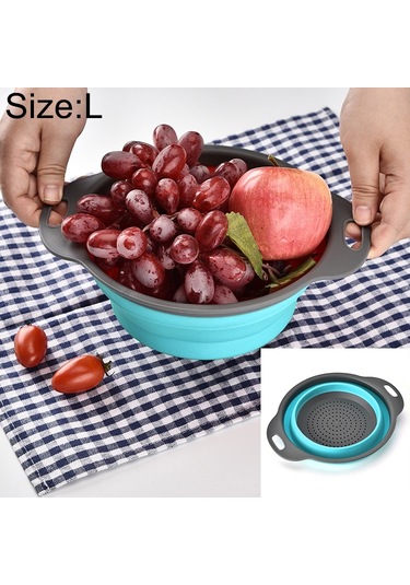 Cbtx Yaratıcı Katlanır Sebze Meyve Depolama Sepeti Organizatör Drenaj Sepeti, L, Boyut: 29.5 23.5 10cm Mavi