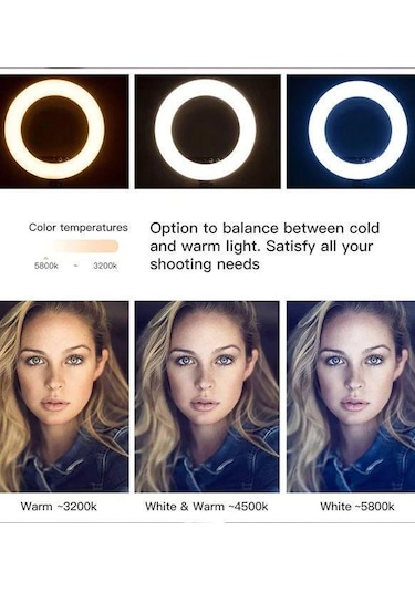 Kuaför Makyaj Çekimleri Selfie Işığı Sürekli 14 İnç Işık 2m Stand