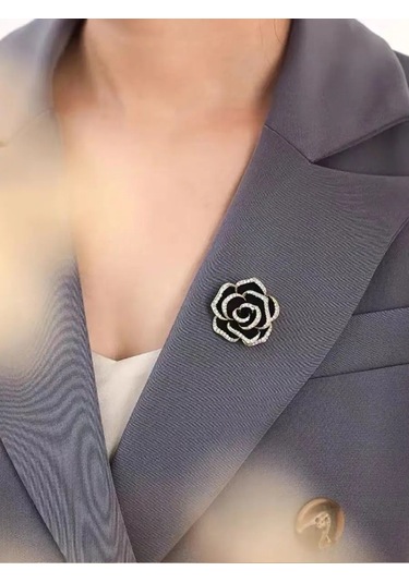 Beautiful Detail Orijinal Gül Desenli Broş 145118040 Siyah