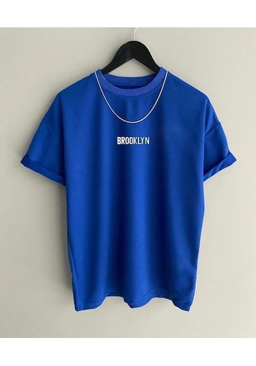 Hırsch Unisex Mavi Brooklyn Baskılı T-shirt Mavi
