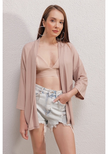 5862 Örme Kimono - Bej 5862bgd19-016-12966 001