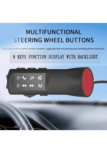 Fosenze Araba Direksiyon Kontrol Butonu 8 Tuşlu Işıklı Ekranlı Universal Android Multimedya Sistemi Uyumlu Siyah Abs+pc