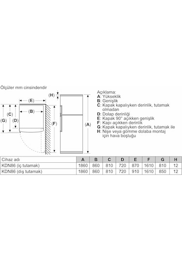 Bosch KDN86AWE0N 641 L Serie 6 Üstten Donduruculu Buzdolabı