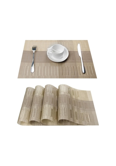Ten 4 Adet Set Masa Mat Geometrik Pvc Placemat Mutfak Masa Örtüleri Ped Fincan Bardak Kahve Yemek Masası Peçeteler Ev Dekor Ten Rengi