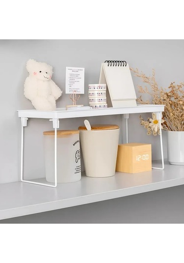 Dofolink Katlanabilir Abs Plastik Depolama Rafı, Mutfak/ofis/evde Çeşitli Eşyaları Düzenlemek İçin Dayanıklı Metal Ayaklı 34.5x13.5x15.5cm Beyaz Organizer 1 Adet Beyaz