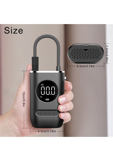 Lemestar Kablosuz Araç Şarjlı Hava Pompası - Led Ekranlı, 150psı, 4000mah Pil, Taşınabilir Lastik Şişirme Cihazı