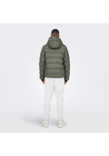 Only&sons Union Seamless Life Puffer Erkek Gri Kapüşonlu Mont Gri-1