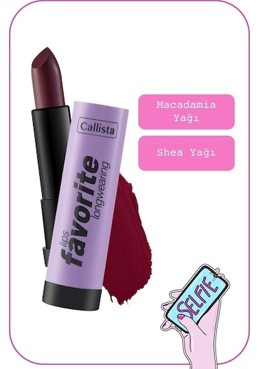 Callista Lips Favorite Longwearing Lipstick Ruj 308 Vampy Like - Bordo