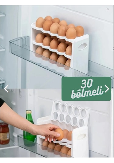 30 Bölmeli Yumurta Kutusu 3 Katlı Yumurtalık Buzdolabı Organizeri
