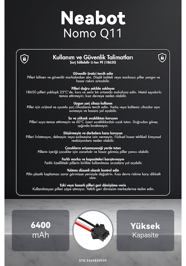 Neabot Nomo Q11 6400mah Robot Süpürge Bataryası K.k