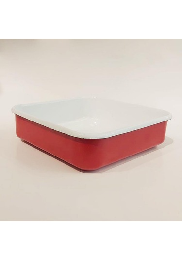 Emaye Kare Fırın Tepsisi Kırmızı Kırmızı