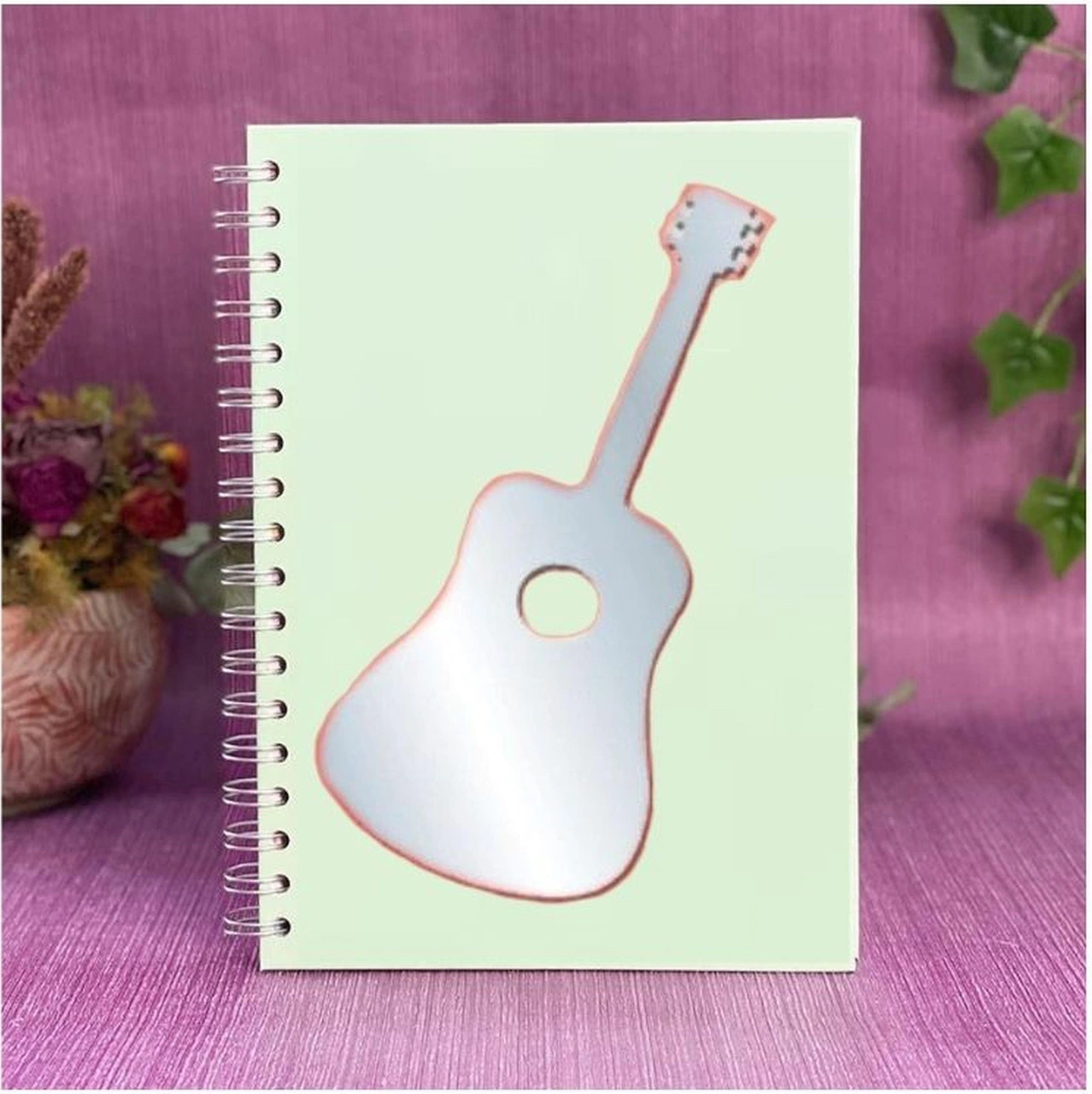 2 Adet Defter Sticker,laptop Sticker Aynalı Gitar Şekilli 34x15x0,6cm