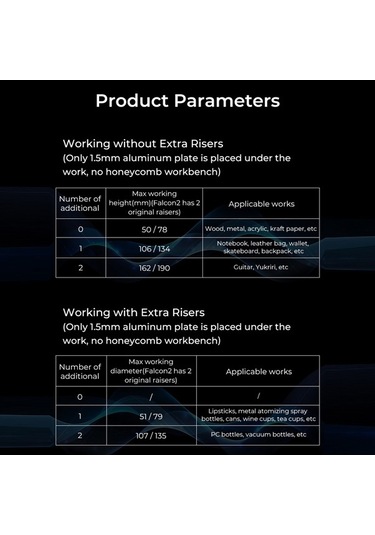 Pazly Creality Falcon 2 İçin 4x 56mm Alüminyum Kesici-gravür Yükseltici Seti