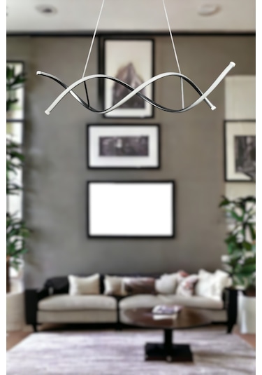 Lumora Gri Renk Beyaz Ledli Cafe - Mutfak - Salon 2 Li Led Avize Gri