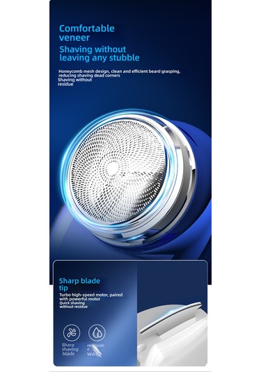 Mini Elektrikli Tıraş Makinesi, Taşınabilir, Su Geçirmez Mavi1