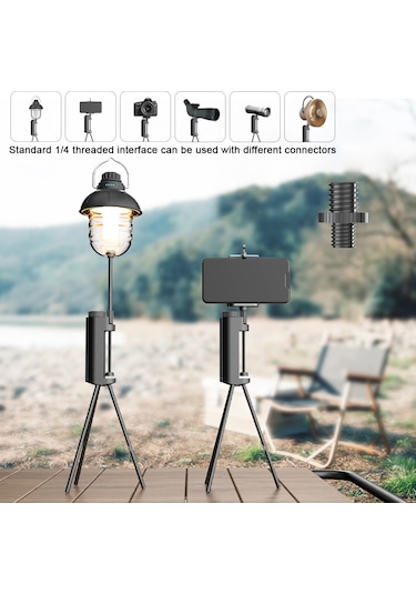 Aubyhe Alüminyum Kamp Işığı Tutucu, Üç Ayaklı, 1/4" İç Parça, Telefon/kamera Tutabilir, Taşınabilir, Çok Senaryo Çok Renkli