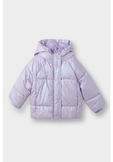 Defacto Kapüşonlu Fermuarlı Çıtçıtlı Şişme Lila Kız Bebek Mont E7985a5/pr247 Lila