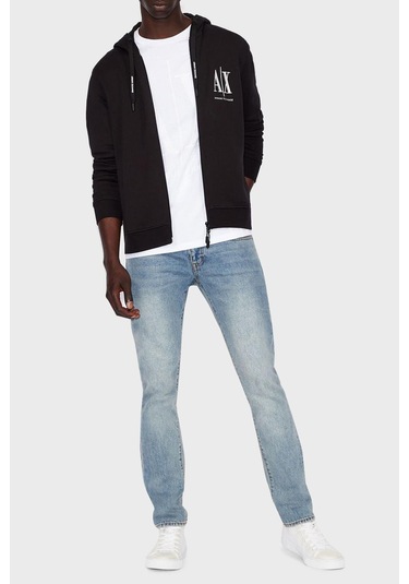 Erkek Regular Fit Fermuarlı Felpa Kapüşonlu Sweatshirt - Siyah Siyah