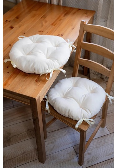 Slavıca Sandalye Minderi Yuvarlak 40x40 Cm Set 2 Adet 194172471 Sütlü