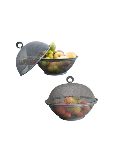 Pazly Kapaklı Meyve Tutucu Hızlı Boşaltma Süzgeci, Yeniden Kullanılabilir Mutfak Sepeti, Modern Sinek Önleyici, Aşınmaya Dayanıklı Mavi Mavi