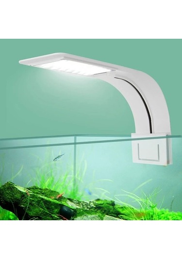 Silkroadselect Duoliang Shop C Stili Süper Ince Led Akvaryum Işığı Su Bitkileri Işık Büyütüyor Su Geçirmez Klipsli Lamba Çok Renkli