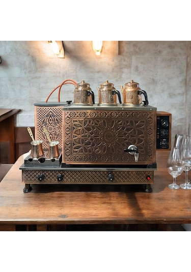 Elektrikli Ve Doğalgaz'lı 1.sınıf Çay Kazanı 3 Demlik 35 Lt Kapasiteli