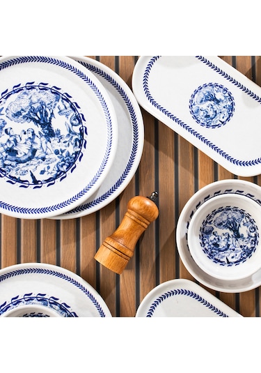 Perotti French Vintage 14 Parça Seramik 6 Kişilik Kahvaltı Takımı Mavi