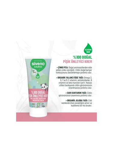 Siveno %100 Doğal Bebek Pişik Önleyici Jel Krem Çinko Hassas Hipoalerjenik Vegan Bakım Kremi 50 Ml