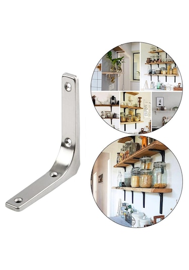 Suntek Ağır Hizmet Raf Aparatı Duvara Asma L Şekilli Braketler Gümüş 4 İnç Gümüş