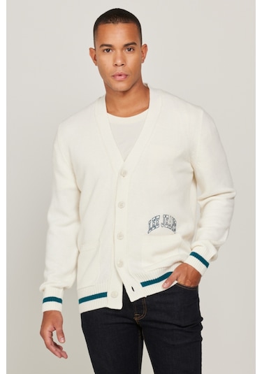 Regular Fit Normal Kesim Tam Düğmeli Ekru Triko Hırka L83XCNQ Ekru