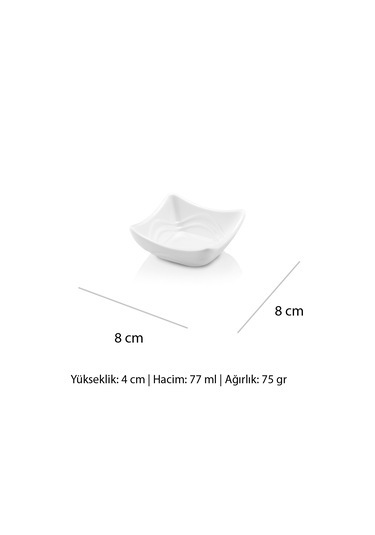 Alezy 522 Göreme Melamin Termostar Ürgüp Tekli Sosluk 8x8cm Beyaz
