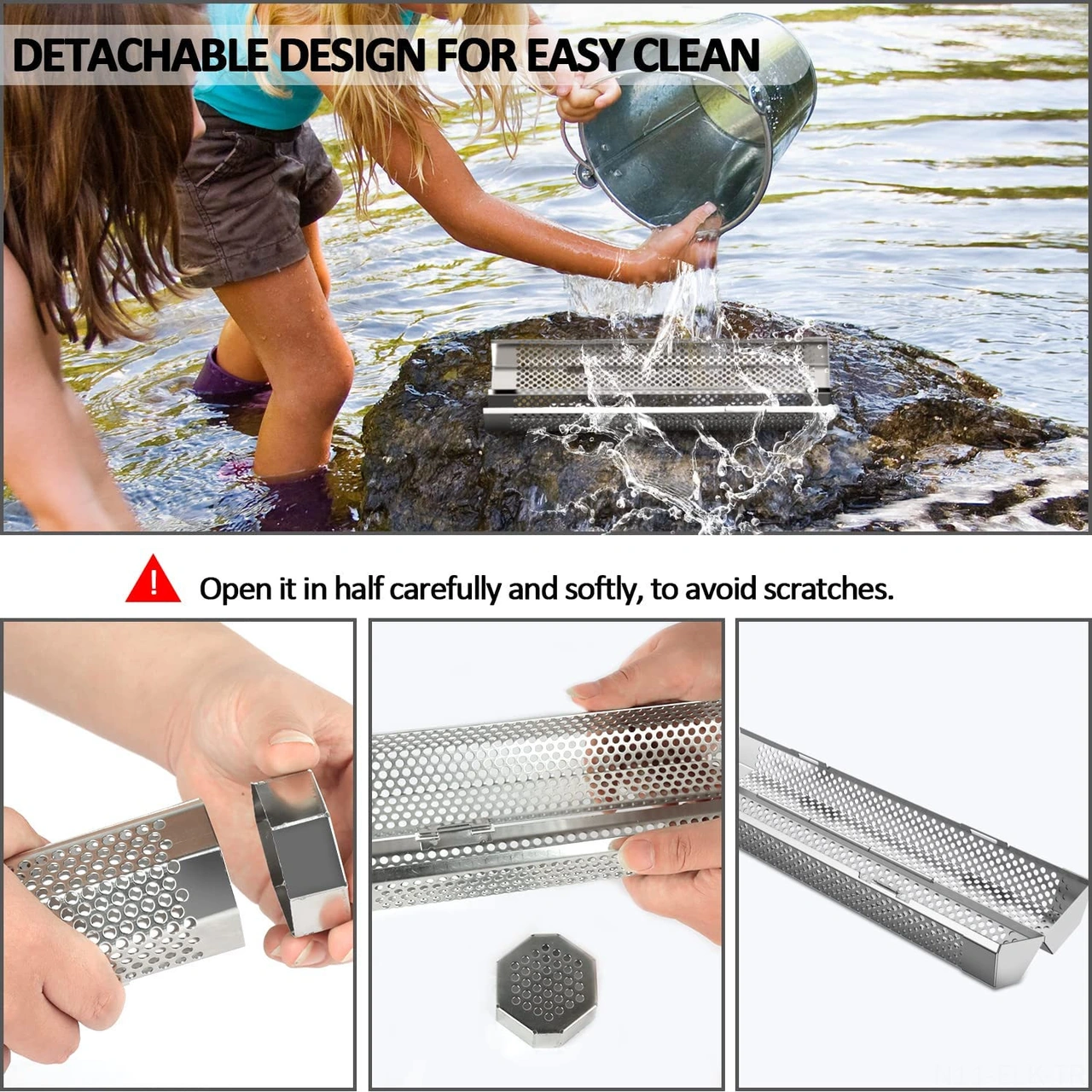 Xindoker Bbq İçin Paslanmaz Çelik Füme Tüpü, Perfore Kafes, Asit Dayanıklı, Izgara Baharatları İçin Çok Renkli