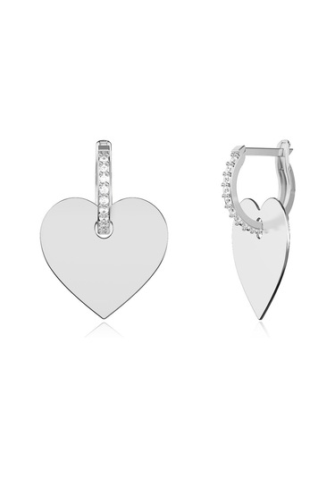 Sade Kalpli Plaka Beyaz Gümüş Küpe Gümüş