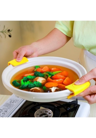 Novahub Kırmızı 1 Çift Silikon Pot Kulak Klipsi Yaratıcı Klip Dökme Demir Tencere Sapı Mikrodalga Fırın Yalıtım El Klipsi Pot Kulak Seti Kırmızı