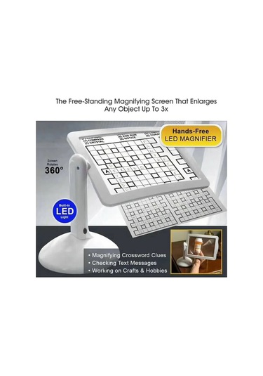Suofeng Büyük Led Aydınlatmalı Okuma Büyüteci - 360 Derece Dönebilir 3x Büyütme Beyaz