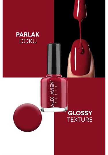 Alix Avien Koyu Kırmızı Oje 58 Yüksek Pigmentli Uzun Süreli Kalıcılık Hızlı Kuruma Nail Lacquer 58