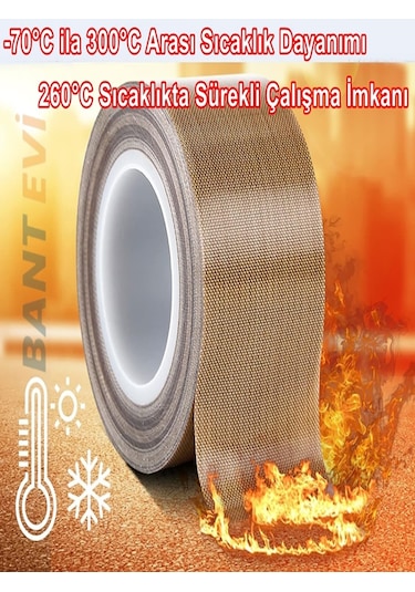 Teflon Bant 25mmx10mt Yapışkanlı Teflon Kaplı Cam Kumaşı Ptfe