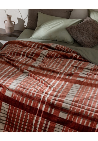 Fravonne Çift Kişilik Welsoft Baskılı Battaniye - Kahverengi 8684427292150 Toprak