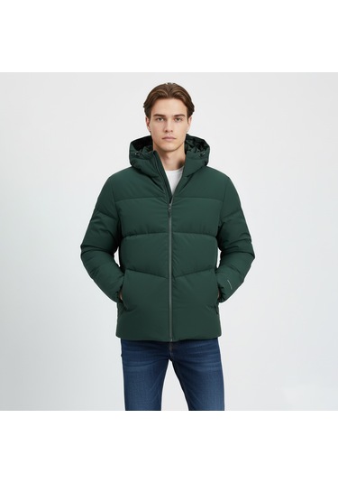 Jack&jones Global Puffer Erkek Yeşil Mont Yeşil