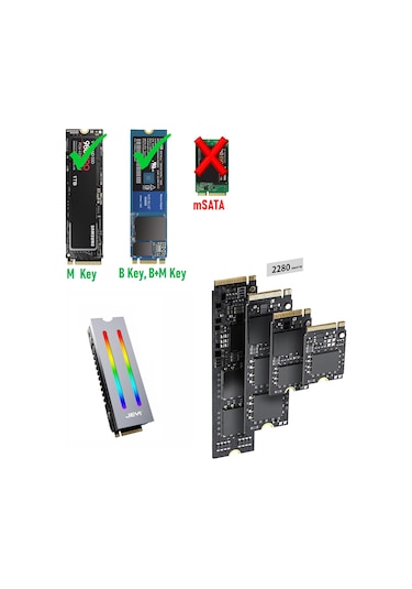 JEYI iCOLD - RGB M.2 NVMe ve M.2 SATA SSD soğutucu Kasa