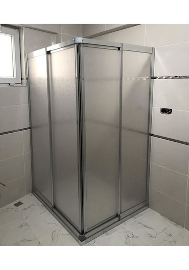 Nokta Duşakabin 100 x 100 Teknesiz Plastik Camlı Duşakabin Nd409 Şeffaf
