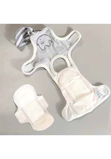 Elmpaly Gri, S Çizgili Yıkanabilir Küçük Köpek Bezi - Rahat Vücuda Oturan Mevsimlik Polyester Külot