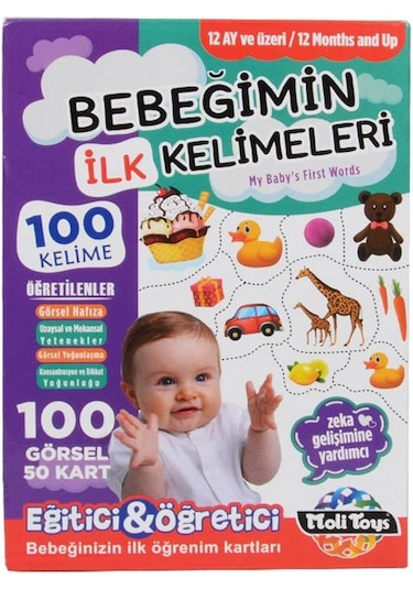 Bebeğimin İlk 100 Kelime + 12 Ay Kartları Moli Toys