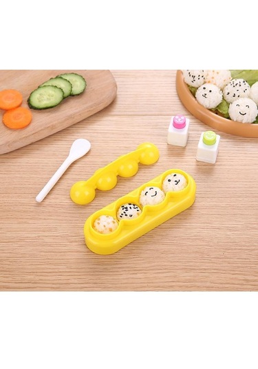 1 Set Pirinç Topu Kalıbı Top Şeklinde Suşi Kalıpları Kaşıklı Çalkalama Kalıbı Deniz Yosunu Kabartma Kalıbı Çocuklar İçin Kendin Yap Yemek Suşi Araçları Sarı