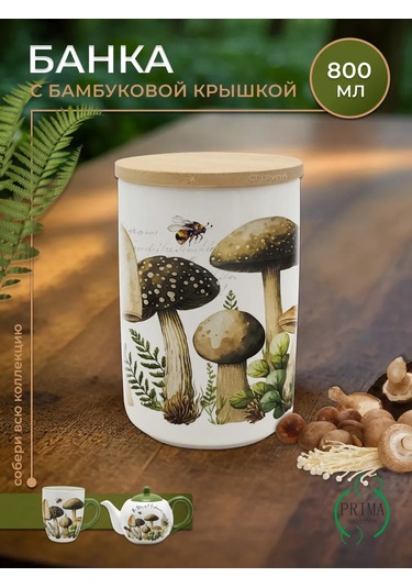 Prıma Collectıon 800 Ml Mantarlar Tarihi İçin Tahıl Kavanozu 385503598 Beyaz