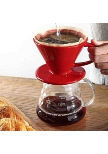 Epinox FSK-2 Seramik Kahve Demleme Dripper Kırmızı