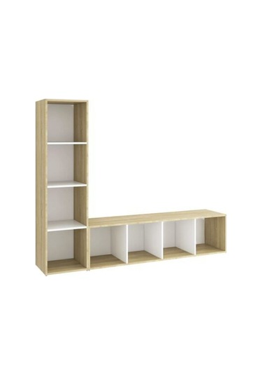 Tdesıgno Rengul Kitaplıklı Televizyon Sehpası - Ünitesi -kitaplık Meşe-beyaz 150 Cm 8 Raflı Meşe - Beyaz Tdesıgno Rengul Kitaplıklı Televizyon Sehpası - Ünitesi -kitaplık Meşe-beyaz 150 Cm 8 Raflı Meşe - Beyaz