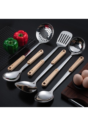 Hanyang Paslanmaz Çelik Spatula Mutfak Eşyaları Ahşap Saplı Spatula Mutfak Pişirme Spatula 304-d Sanded