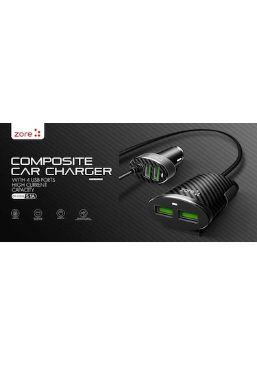 Kilifone - Araç Şarj Seti Zr-c502 2+2 - Siyah - T9690 Siyah