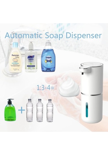 Bosphorusboutique02 Otomatik Köpük Sabun Dağıtıcı 400ml - Usb Şarjlı, Duvar Montajlı, 4 Seviye Ayarlanabilir, Beyaz Mutfak/banyo Kullanımı Beyaz